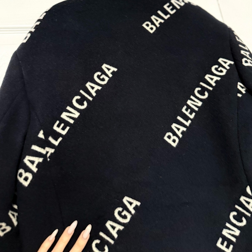 BRAND NEW Balenciaga Logo Limited Edition Jacquard Cashmere Coat New with Tags - Picture 5 of 14